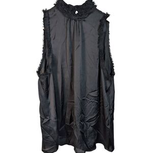 ZARA Black Faux Silky Mock Neck Tank Top